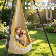 Heavy-Duty X-Shaped Swing Frame Swing Stand with Sensory Swing & Pod Swing – …