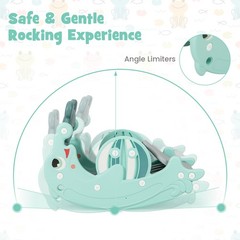 3-in-1 Kids Slide Rocking Horse Set w/ 2-Step Climbing Ladder, Convertible Slide
