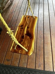 Unique Red Cedar Live Edge Wood Tree Swing With Handspliced Rope
