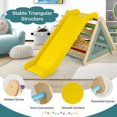 4 in 1 Wooden Climbing Triangle Set Triangle Climber w/Ramp Multi-color