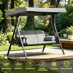 Swing Canopy Cover, 3 Seat Waterproof Outdoor Swing Covers for Outdoor Patio …
