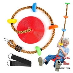 Climbing Rope Tree Swing with Platforms and Swing Seat Outdoor Red-brown Rope