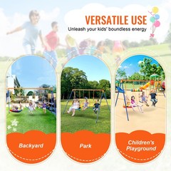Uimoso Swing Sets for Backyard 1 Saucer 2 Belt Swing Seats A-Frame Metal Stand