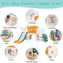 8 in 1 Toddler Climber Slide Playset Outdoor Indoor Slide Playset for Kids