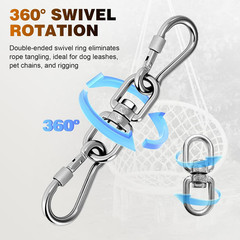 Swivel Ring Double Ended Hook, Heavy Duty Stainless Steel, 1000 lbs Load, Indoor