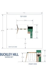 Backyard Discovery Buckley Hill Swing Set Playset 2 Swings Slide Rock Wall