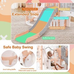 10 in 1 Toddler Swing and Slide Set w/Basketball Hoop, Telescope, Storage Space