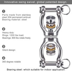 Heavy-Duty Silent Bearing Swing Swivel for Tire & Rope Swings, 770LB Capacity
