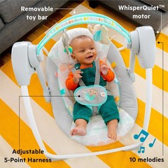 Bright Starts Portable Automatic 6-Speed Baby Swing Music Toy Bar 0-9M
