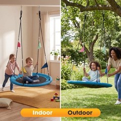 40″ Flying Saucer Swing for Kids, 33″-63″ Adjustable Height Tree Swing