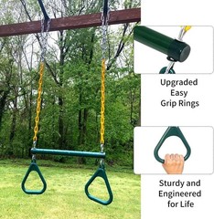 18” Trapeze Swing Bar Rings 48” Heavy Duty Plastic Coated Chains Swing Set …