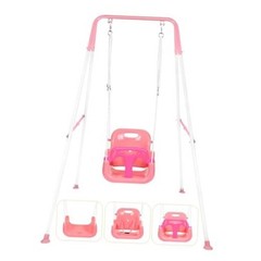 3-in-1 Toddler Swing Set, Indoor & Outdoor Baby Swing Heavy Duty Swing Set Pink