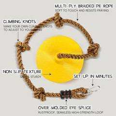 Tree Swing for Kids Swing Set Accessories Climbing Rope for Kids with Yellow