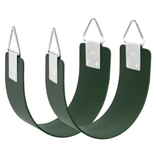 2 Pcs Swing Seat with Metal Triangle Ring 30.4 x 5.9 Inch, Heavy Duty Green