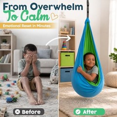 Sensory Swing for Kids Indoor Outdoor – Calming Cocoon Therapy Green/Blue