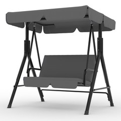 Garvee 3-Seat Outdoor Patio Swing w/ Stand, Adjustable Canopy, Heavy Duty, Grey