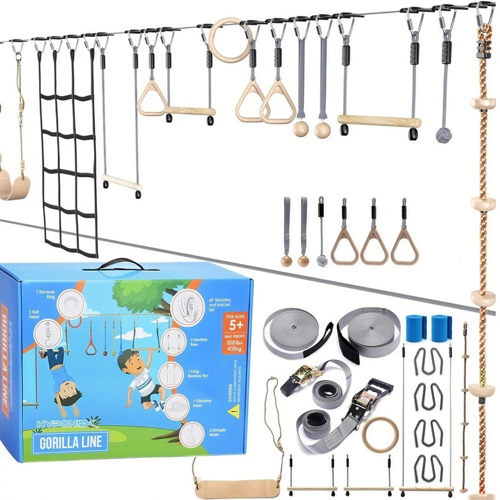 Hyponix Ninja Warrior Obstacle Course 2x60ft Slackline