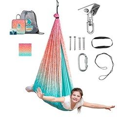 Indoor Sensory Swing for Kids or Outdoor – Fuzz Red Orange and Blue Design