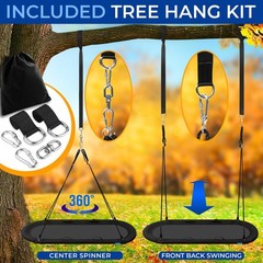 SereneLife 67 in Oval Platform Swing w/ Hang Kit Indoor/Outdoor (Black)