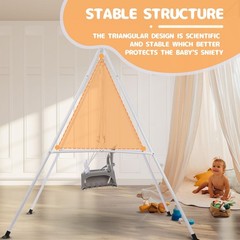 3 in 1 Toddler Swing Set with Metal Stand Indoor Outdoor Baby Swing Gray