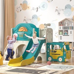 9 In 1 Toddler Slide, Kids Slide with Climber Playset, Indoor Outdoor Playground