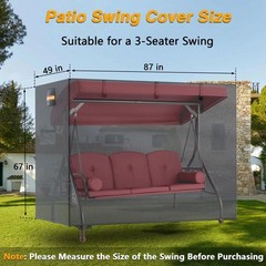 Outdoor Swing Cover, 3 Triple Seater 420D Waterproof Patio Porch Swing Cover …