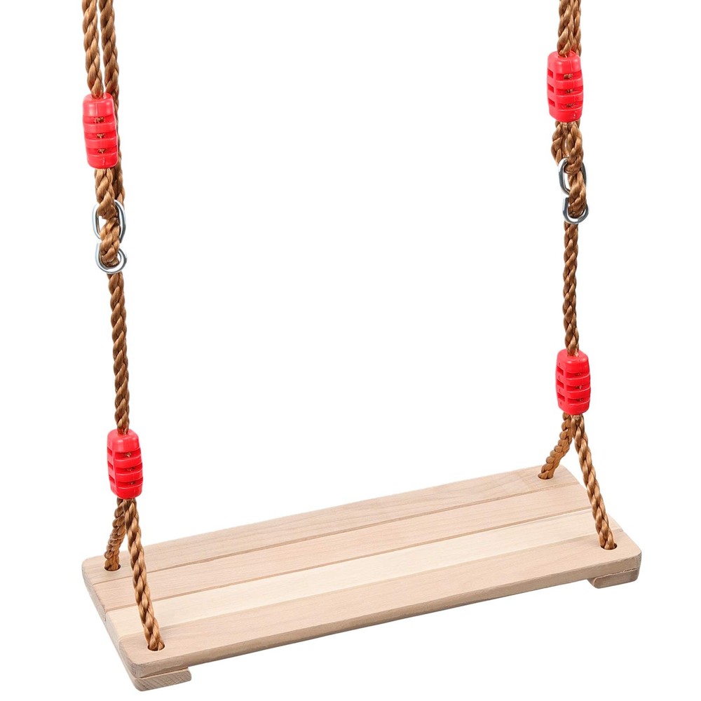 15.57 x 6.3 Inch Wooden Swing, Hanging Tree Swing Seat with Adjustable Rope a…