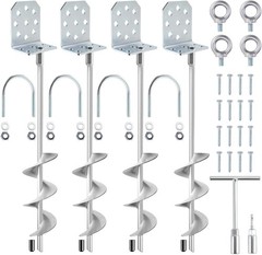 Swing Set Anchors 20″ Heavy Duty Ground Anchors Screw in with L-Brackets & Drill