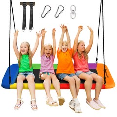 Costway 700lb Giant 60″ Platform Tree Swing Outdoor w/ 2 Hanging Straps Colorful