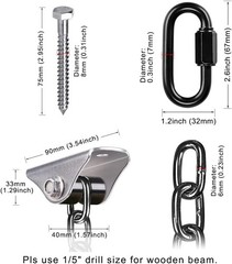 BeneLabel 2Pcs 81″ (6.75 ft) Heavy Duty Porch Swing Chain with Silent Swing Hang