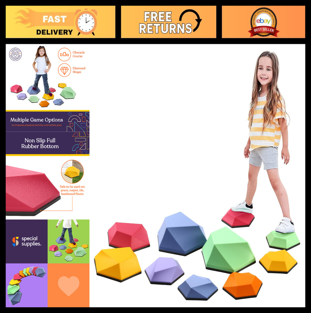 Kids Balance Stepping Stones – Indoor/Outdoor Coordination & Strength Blocks, No