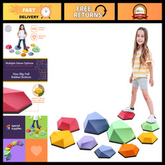 Kids Balance Stepping Stones – Indoor/Outdoor Coordination & Strength Blocks, No