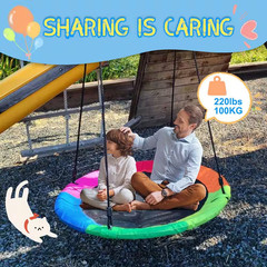 43 In. Saucer Swing with Textilene Fabric Seat, Waterproof Uv-Resistant, 360° Sw