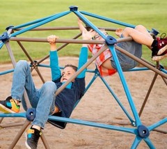 90939 Geometric Dome Climber Jungle Gym, 4.5′ High x 9′ Wide, Blue & Brown