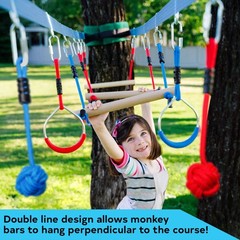 Double Ninja Slackline Obstacle Course for Kids | 80 Foot Line | Ninja Slackl…