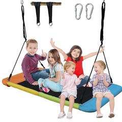 60” Large Rectangle Tree Swing – Heavy Duty 800lb Capacity – Rainbow Color