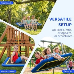 60” Rectangle Platform Tree Swing for Kids and Adults, Giant Flying Blue 02
