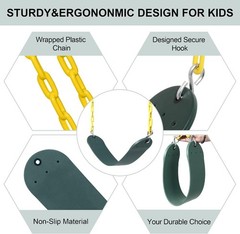 2-Pack Heavy Duty Plastic Swing Seats with Chains for Kids Up to 250lbs