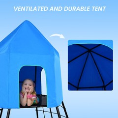 Dome Climber Jungle Gym with Platform Tent Sandbox Monkey Bars for Kids Playset