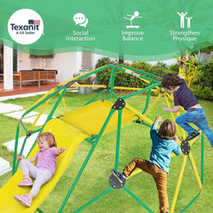 Climbing Dome with Slide, Kids Outdoor Jungle Gym Geometric Dome Climber, Steel
