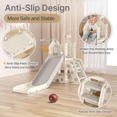 6 in 1 Toddler Slide – L-Shaped Baby Slide for Toddlers Aged 1-3 with Basketball