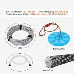 Uimoso 100 ft Zip Line Kit for Kids Adult Trolley Slackers Zipline Up to 500 lb