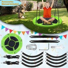 40 Inch Green Saucer Tree Swing Set for Kids Adults 500lb Weight