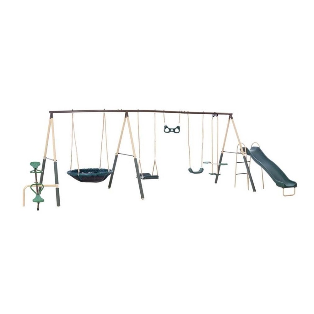 XDP Recreation Deerfield Playground Swing Set, Super Disc, Slide, Glider & Swing
