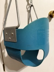 Commercial Full Bucket Toddler Swing Seat with Safe Plastic Coated Chains Blue