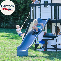 Backyard Discovery Canyon Creek White Cedar Wood Swing Set with Wave Slide, Club