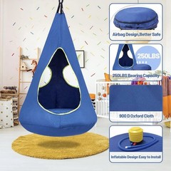 Kids Nest Swing Hanging Hammock Chair 32”x52” 3-12 Yrs Blue Sensory Swing