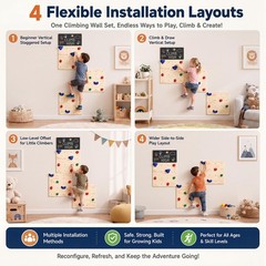 Rock Climbing Wall for Kids, 82.5 x 23.6 Inch Indoor Gym Playground Play Set …