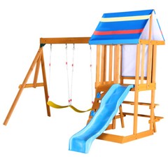 Wooden Outdoor Swing Set 3 in 1 Swing Set outdoor Children’s Playset with Slide