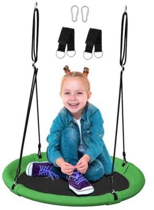 24 Inch Saucer Tree Swing Set for Kids & Adults, Adjustable Swing 24 inch Green